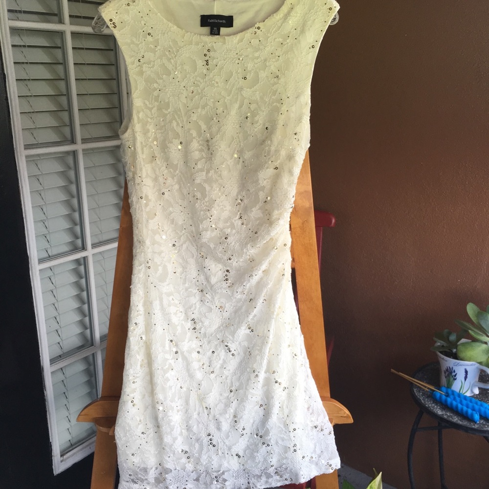 Embellished cream dress